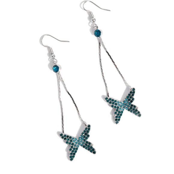 Paparazzi Jewelry Accessories - Pick A FLIGHT - Blue Earrings - NEW!! - Picture 2 of 4